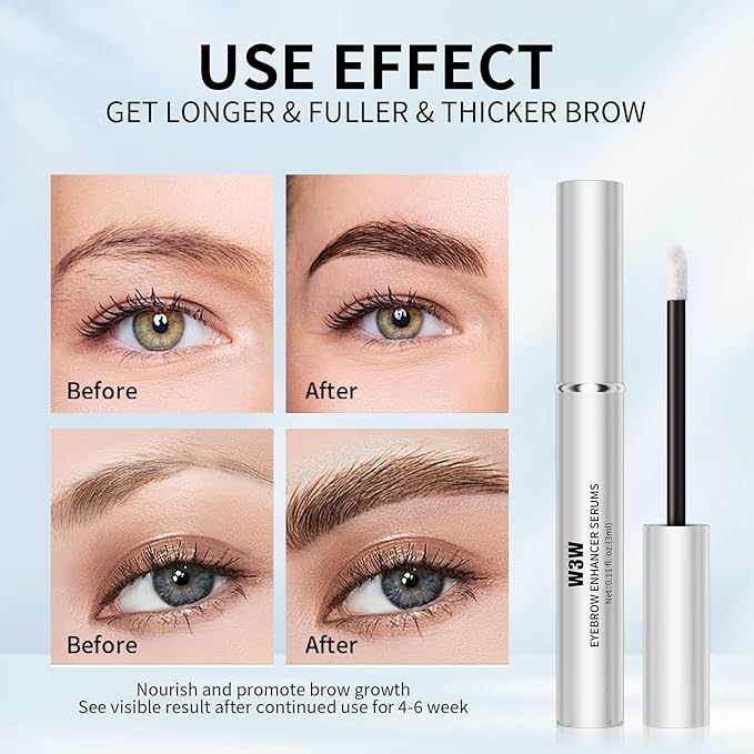 Natural Eyebrow Growth Serum To Grow Brows for Women, Fuller, Thicker, Longer Brows, 3ML Plant Extracts Enhancer, Visible Growth in 4 Weeks, Vegan & Cruelty-Free