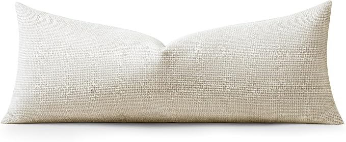 OTOSTAR Linen Throw Pillow Cover Set of 1 Decorative Long Lumbar Pillowcase Rectangle Cushion Cover 14x36 Inch for Home Decor Sofa Bedroom Car 35 x 90CM Beige