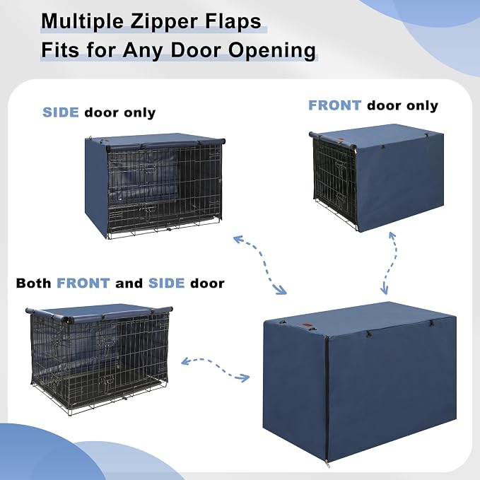 Seiyierr Dog Crate Cover - Kennel Covers Fit for 30 Inch Dog Crate, Double Door Polyester for Wire Puppy Crate Indoor Outdoor Protection, Blue