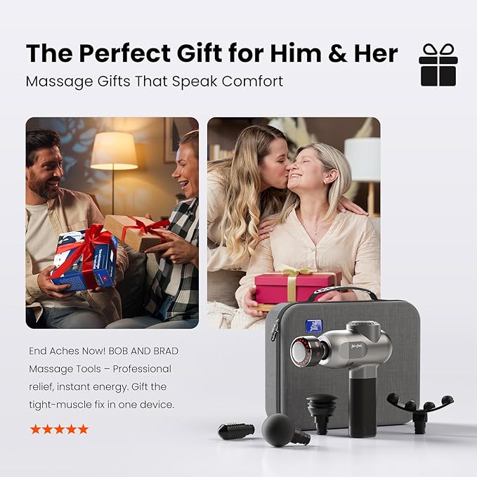 BOB AND BRAD C2 Ultra Massage Gun with Heat, Red LED & Infrared, FSA Eligible Deep Tissue Percussion Massager for Pain Relief, Electric Muscle Recovery for Athletes, HSA Approved