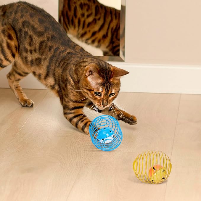 Jecery 5 Pcs Cat Toys Spring,Bell,Multicolor