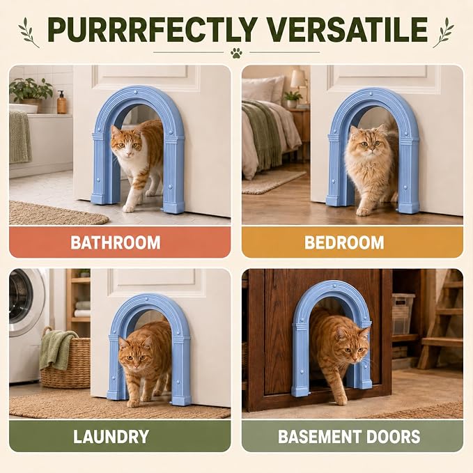 Cat Door for Interior Doors Large - No-Flap, No Training Needed