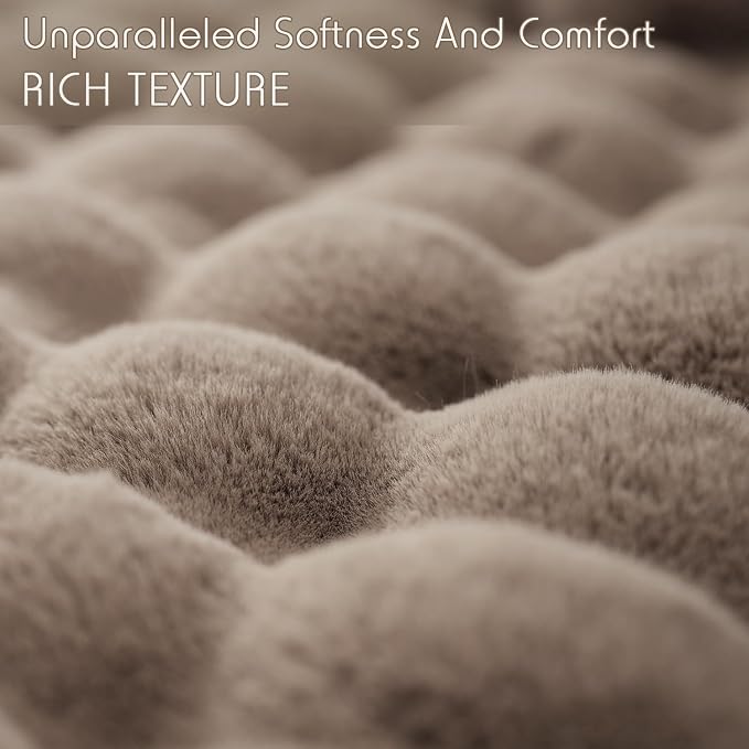 Super Comfort Oversized Warm Thick Bubble Luxury Plush Rabbit Faux Fur Throw Blanket, Fluffy Blanket,Soft Cozy Blanket for Couch Chair Bed Sofa Living Room (Grey, 50inX60in)
