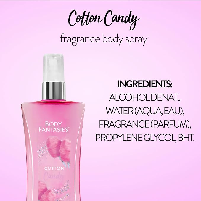 Body Fantasies Signature Fragrance Body Spray, Cotton Candy, 8 Fluid Ounce (Pack of 2)