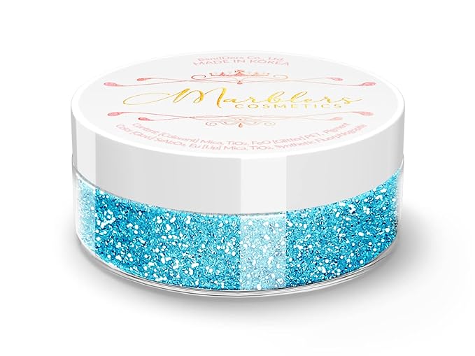MARBLERS Twinkle Face & Body Glitter [Aqua Blue] 0.18oz (5g) | Fine | Non-Toxic | Vegan | Cruelty-Free | Festival, Rave & Party Makeup | Eye, Hair, Nail Polish, Eyeshadow | Nail Art | Gel Nail