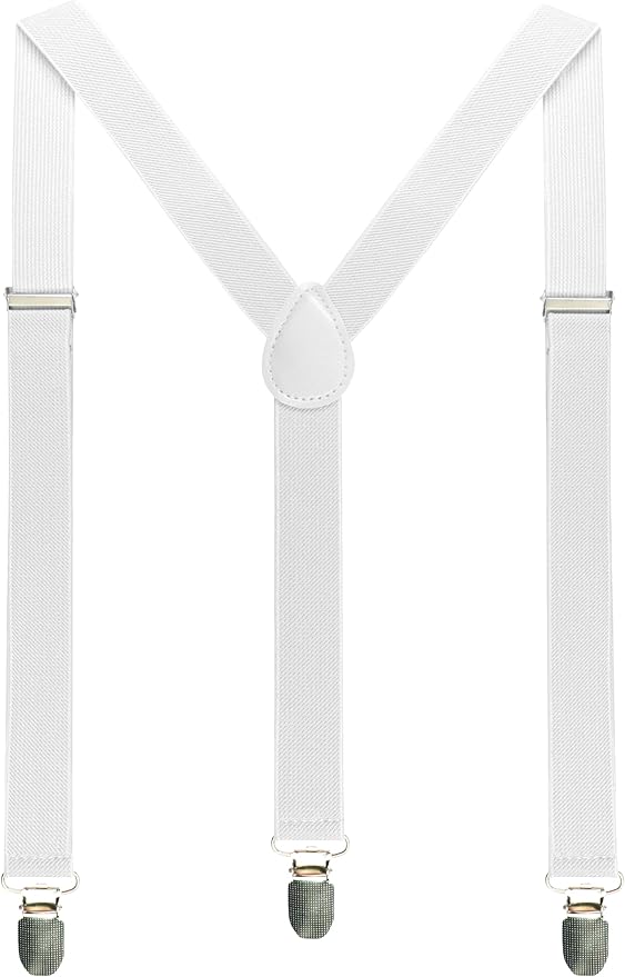 JEMYGINS Solid Color Mens Suspender with 3 Strong Clips Adjustable Braces