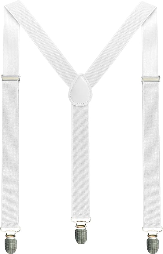 JEMYGINS Solid Color Mens Suspender with 3 Strong Clips Adjustable Braces