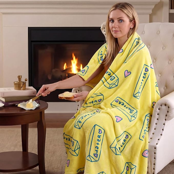 50'' x 60'' Butter Stick Throw Blanket Butter Gift | Funny Meme Gifts for Women Men Plush Warm Room Decor for Sofa Couch Bed Bedroom Camping