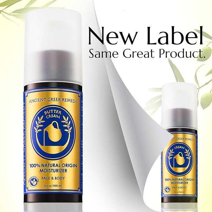 Ancient Greek Remedy Anti Aging Face Moisturizer for Women - Organic Face & Body Butter Cream for Dry Skin with Almond, Jojoba, Olive, Rosehip, Vitamin E & Lavender Oil. Natural Day & Night Cream