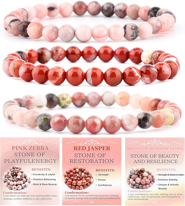 NCB 2.3-Piece 4mm Natural Crystal Gemstone Stretch Bracelets – Handmade Reiki Energy Healing Jewelry for Meditation,Yoga, Unisex