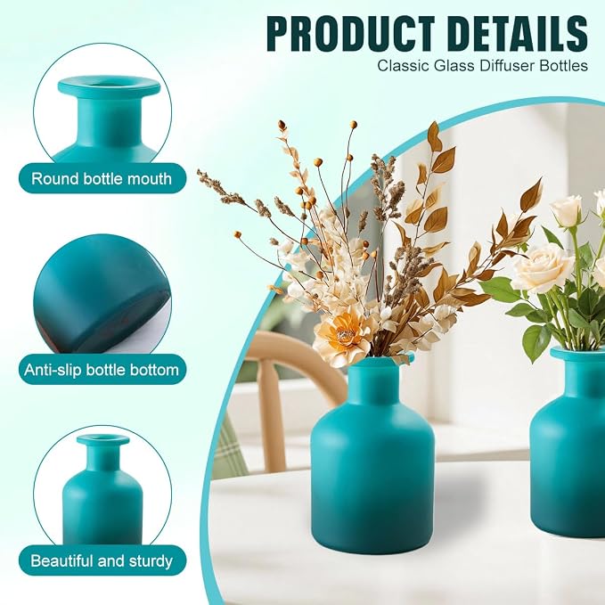 1Pcs 150ml/5oz Empty Glass Diffuser Bottle Aromatherapy Jar Container Fragrance Accessories Use with Essential Oils Replacement Diffusers Reed Sticks DIY Crafts Decor Blue Gradient