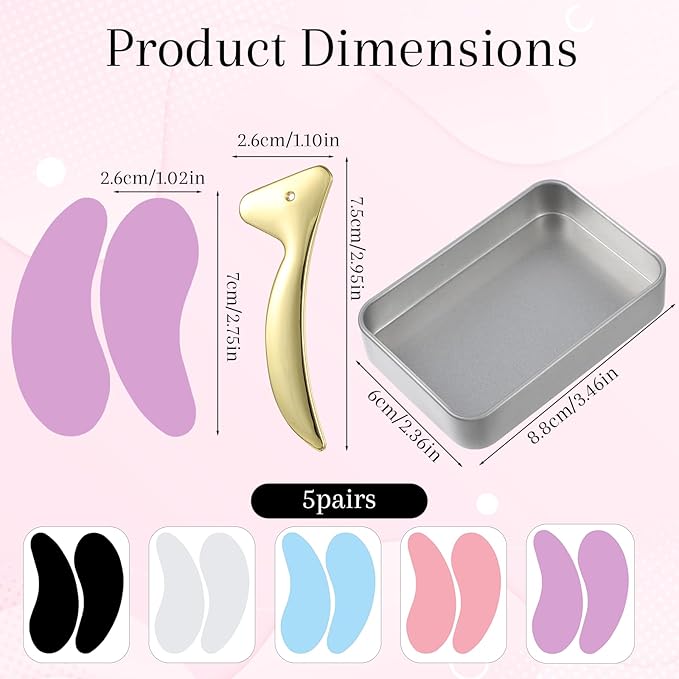 10PCS Under Eye Patches Silicone, Reusable Eye Patches Silicone Patch Under Eyes Mask Reusable Overnight with Metal Eyes Cream Applicator, Tin Case for Dark Circles and Puffiness Effect to Fine Lines