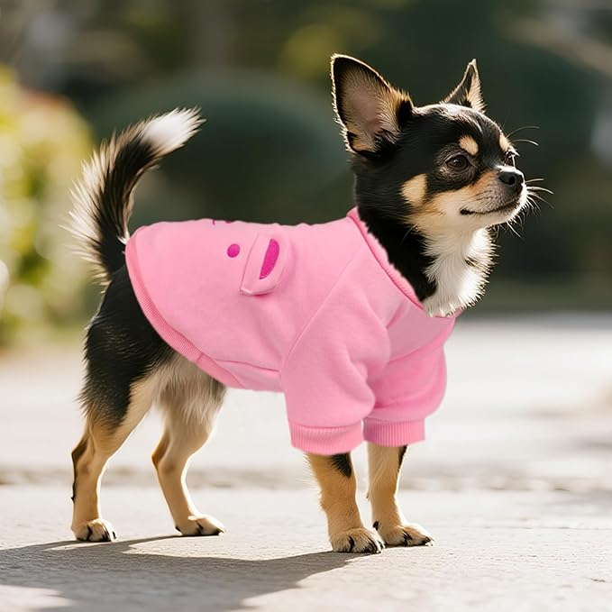 Pink Cute Dog Sweater Soft Winter Clothes for Small Dogs, S | Classic Pink Knit Pullover, Fall Winter Outfit, Elastic Cuffs, Holiday Party Matching, Machine Washable Sweatshirt for Pets