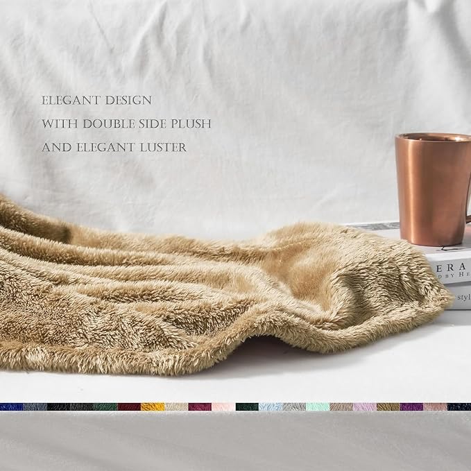 Exclusivo Mezcla Fuzzy Plush Fleece Bed Blanket King Size, Brown | 104x90 Inches, Super Soft and Cozy Bed Blanket, Fluffy Decorative Bedding for Livingroom, Bedroom, All Season