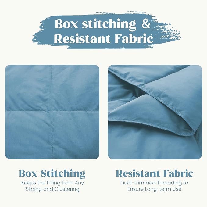 puredown® Soft Feather Down Throw Blanket Lightweight Packable Couch Throw for Indoor and Outdoor Use, Throw 50"X70", Blue, 12oz