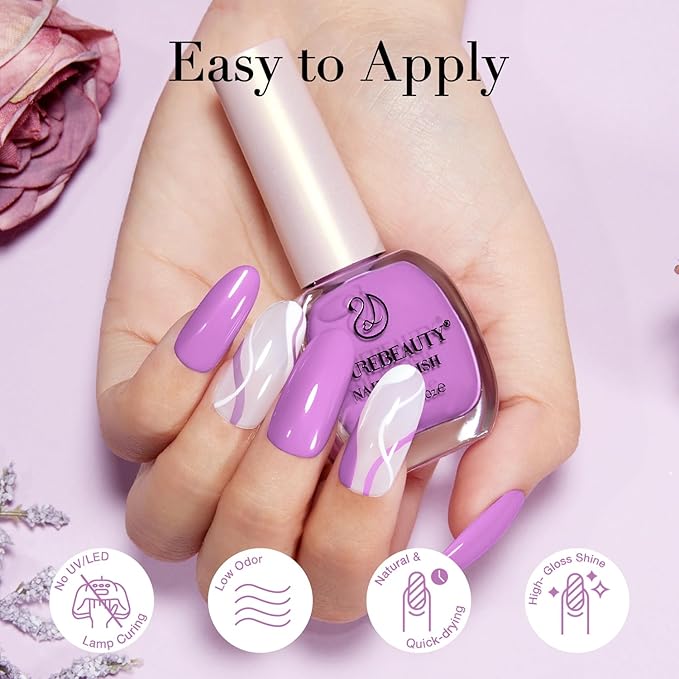 AZUREBEAUTY Nail polish，Purple Lavender Quick Dry Complete Natural Super Lustrous Nail Enamel Polish,Professional for DIY Manicure
