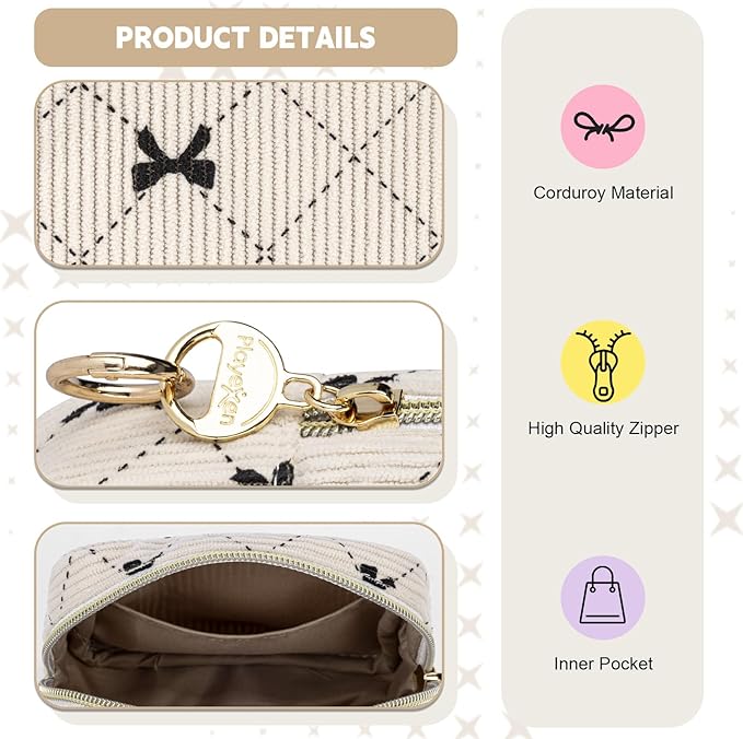 Period Bag for Teen Girls, Corduroy Cute Sanitary Napkin Storage Bag, Menstrual Pad Pouches Tampon Holder for Purse (Light Purple-Bow Tie)
