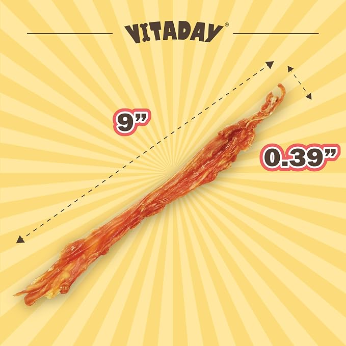 VITADAY Turkey Tendons for Dogs, All Natural, Healthy Dog Treats, Long Lasting, Hypoallergenic Dog Chews, Rawhide Free, USA-Sourced, for Small Dogs, Strips, 3 oz Pack | Long-lasting dog training treats, Rawhide-free made of USA-sourced turkey