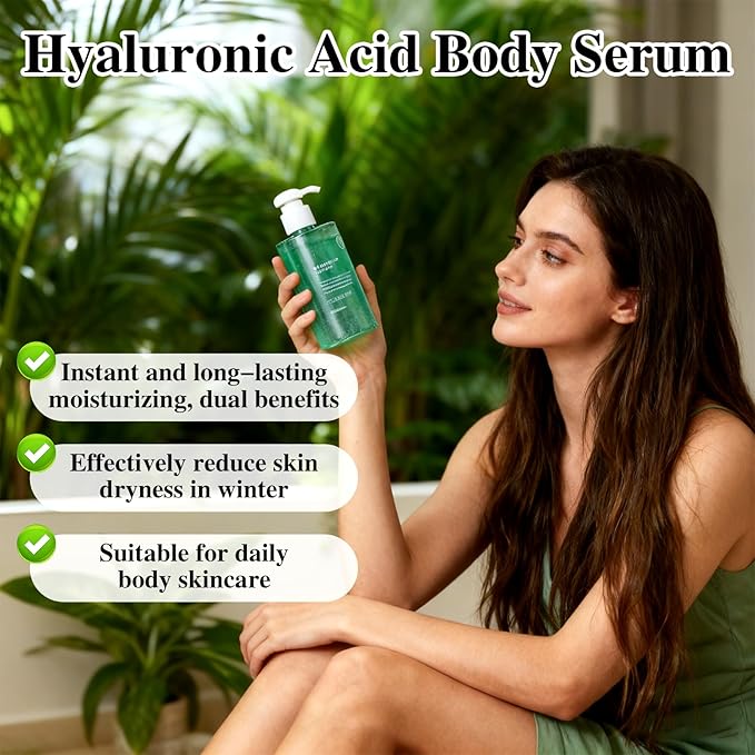 Body Hydrator Hyaluronic Acid Body Serum for Dry Skin, Body Lotion with Red Algae Extract, Long-Lasting Moisturizing, Rich Yet Non-Greasy Moisturizer for Men & Women