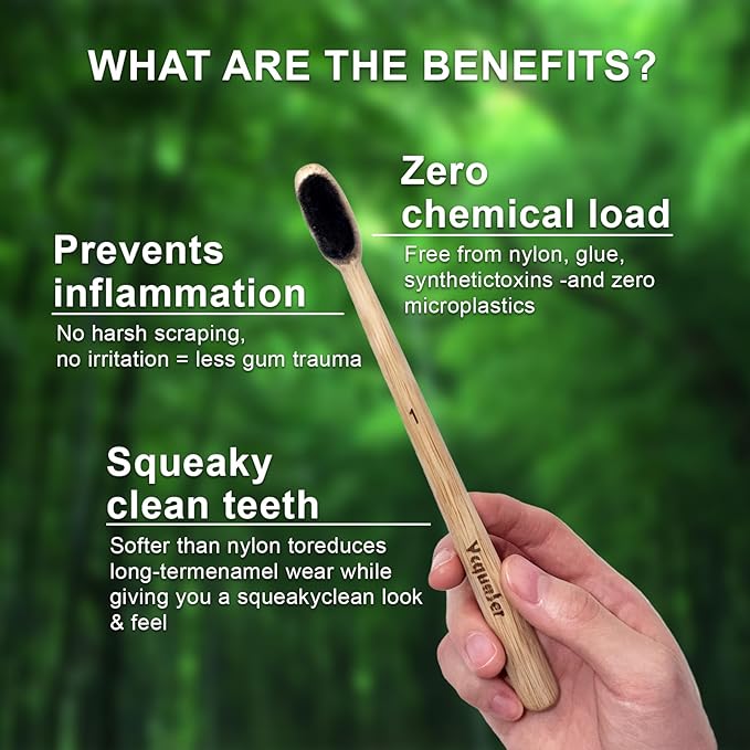 Ycquaser Extra Soft Bamboo Toothbrush,Natural Soft Toothbrushes for Adults,Micro Nano10000 Bristles Toothbrushes for Sensitive Gum,Fully Biodegradable,4 Pack