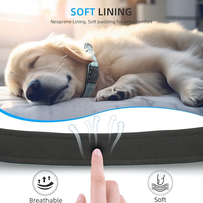Upgrade Dog Collar with AirTag Holder, IP68 Waterproof, Light Blue, XL | Built-in Water Resistant AirTag holder, 1000D Nylon, Reflective Stitching for Night Visibility, Soft padding for Comfort