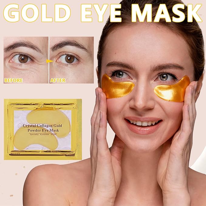 40 Pairs Lip Mask & Eye Mask, 24K Gold Gel Crystal Collagen Under Eye Patches for Puffy Eyes, Bachelorette Party Favors, Bridesmaid Gifts, Galentines Day Gifts, Bulk Mothers Day Gifts for Women