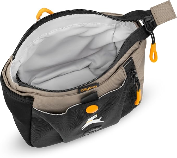 OllyDog Backcountry Day Bag | Dog Training Treat Pouch | Eco-Friendly Recycled Fabric Fanny Pack with Zipper Closure, Built-in Poop Bag Dispenser & Adjustable Waist Belt (Dune)