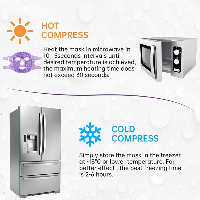 ZNÖCUETÖD Face Eye Mask Ice Pack for Reducing Puffiness, Bags Under Eyes, Puffy Dark Circles, Migraine,Hot/Cold Pack with Soft Plush Backing (Purple #22)