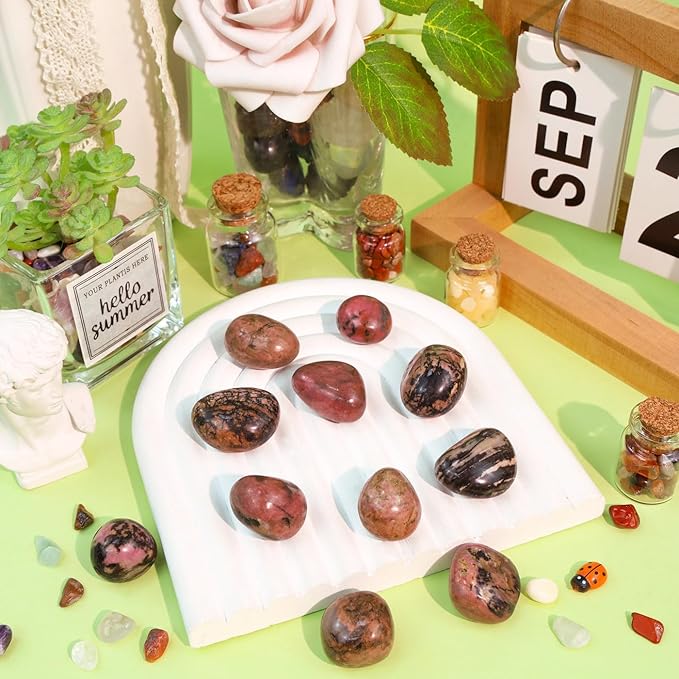 DUQGUHO Rhodonite Crystals Healing Crystal Stones Set Natural Crystals Bulk Irregular Stones 0.45 lbs