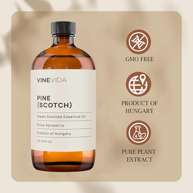 VINEVIDA Pine Scotch Essential Oil - 16 oz - Undiluted - DIY Candle Scents - Bulk for Soap Making
