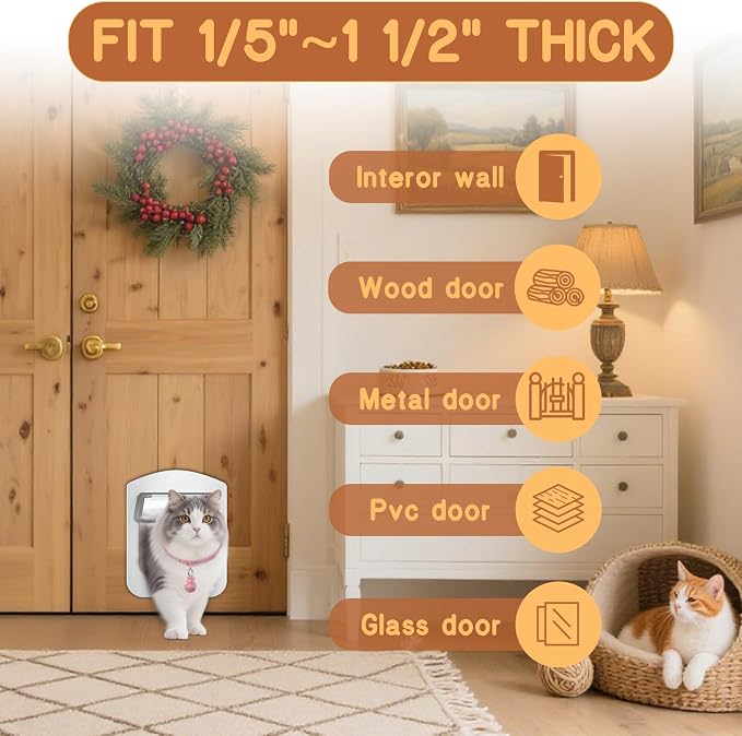 HIDROSIL Cat Door for Door with Magnetic Collar