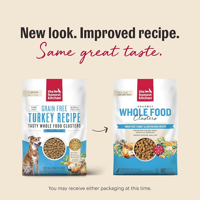 The Honest Kitchen Grain Free Turkey & Superfoods Whole Food Clusters, Human Grade Dry Dog Food, Vet-Crafted Nutritional Support for Skin, Coat, Digestion & Overall Wellness, 20 lb Bag