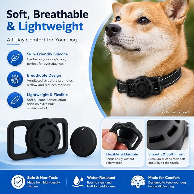 GPS Smart Collar for Dogs, Android Pet Tag. Waterproof, Google Find My Compatible, No Monthly Fee. Advanced Tracker ensures Safety for Small to Large Dogs. (Tracker for Dog)