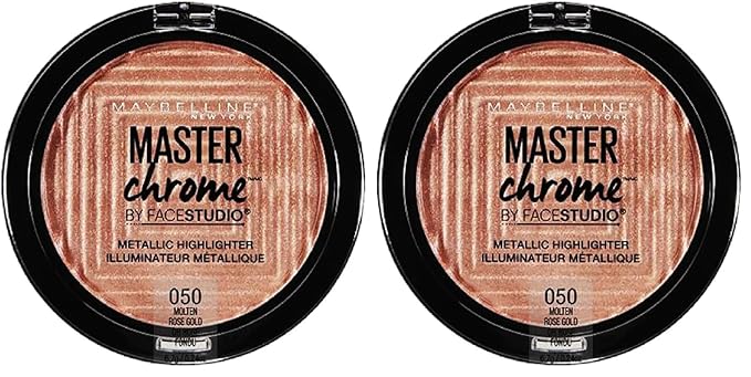 Maybelline New York Facestudio Master Chrome Metallic Highlighter Makeup, Molten Rose Gold, 0.24 Ounce (Pack of 2)