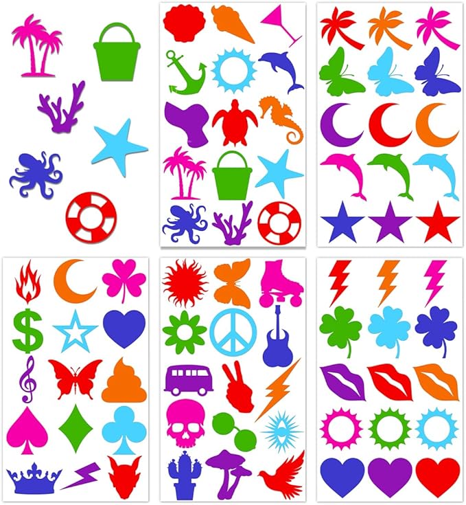 75 Pack Beach Tanning Stickers for Body Women Adults Girls Tattoo Sticker Cute Funny Outdoor Supplies Indoor Beds Sunbathing Accessories Summer Essentials Self Adhesive Small Decals