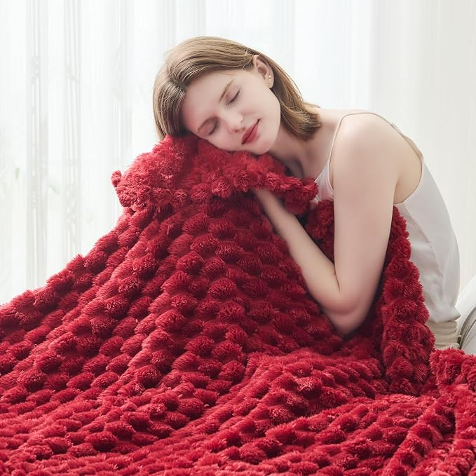 NEWCOSPLAY Fleece Clouds Cozy Throw Blanket for Couch, Red, 50"x60" | Premium Silky Flannel Blanket, Soft Lightweight Fluffy Throw Blanket for Bed Sofa Decor, Gift for All Season Use
