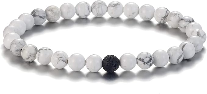 Softones 6MM Lava Rock Aromatherapy Anxiety Essential Oil Diffuser Beads Bracelet for Women Men,Friendship Couples Gifts Natural Stone Bracelets