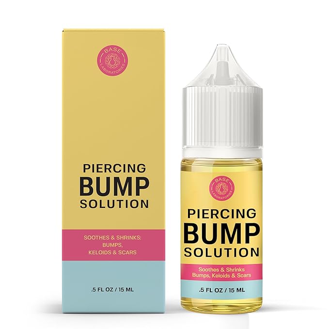Base Labs Piercing Bump Aftercare Kit - Piercing Bump Solution - Keloid Bump Removal Oil (.5 oz) Plus Hypochlorous Acid Spray for Piercing Aftercare (8oz) - Piercing Bump & Keloid Treatment Duo