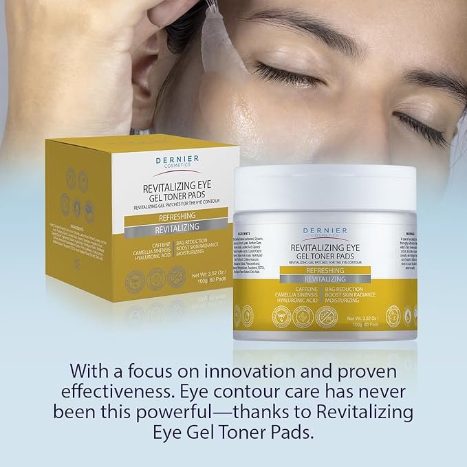 Dernier Under Eye Patches with Caffeine and Hyaluronic Acid | Beauty Skincare for Women – Puffy Eyes & Dark Circles Under Eye Treatment – Hydrate, Refresh and Rejuvenate Eyes Contour– 100g - 80 Pads