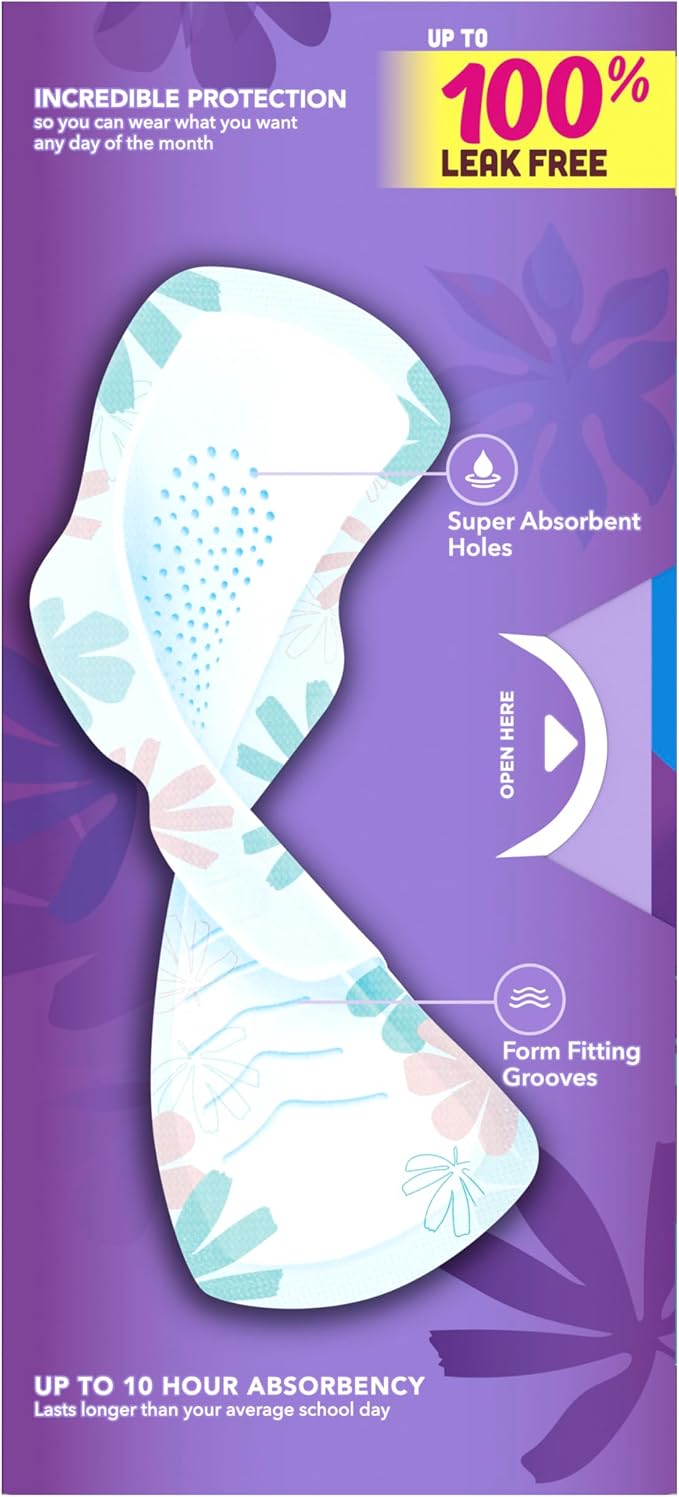 Always Radiant Teen Pads, Size 3, Extra Heavy, with Wings, Unscented,60 Count (Pack of 2)