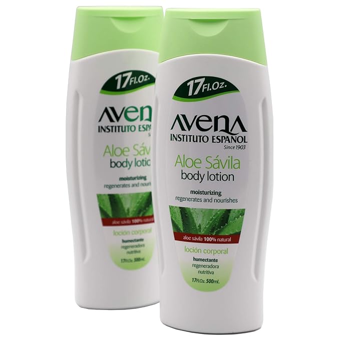 Avena Instituto Espanol Aloe Savila Body Lotion, Moisturizing, Regenerates and Nourishes, 2-pack Of 17 FL Oz each, 2 Bottles
