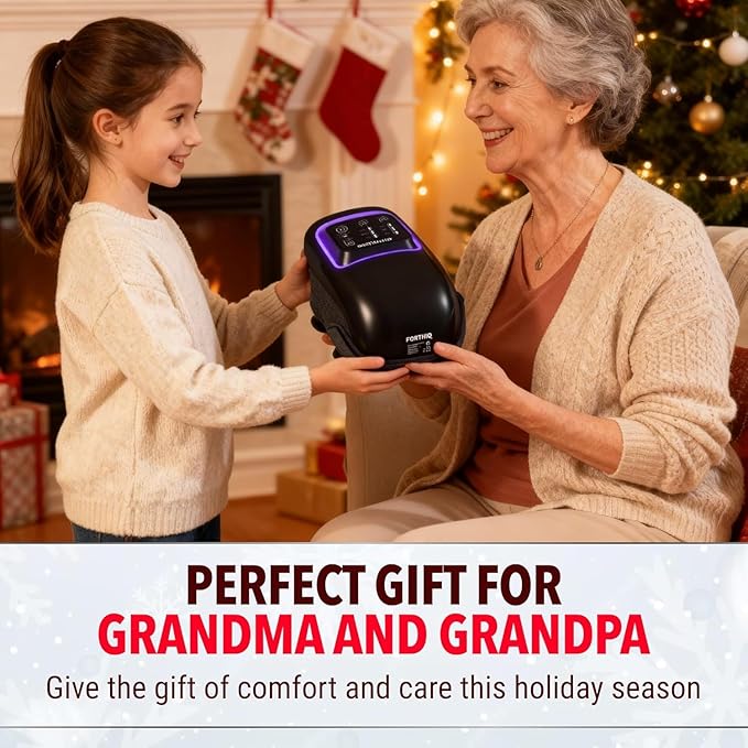 FORTHiQ Knee Massager Pro+ 6-in-1 with Heat, Dual Red Light and Vibration, Adjustable Straps and Memory Function, Ideal Winter Wellness, 2 Pieces