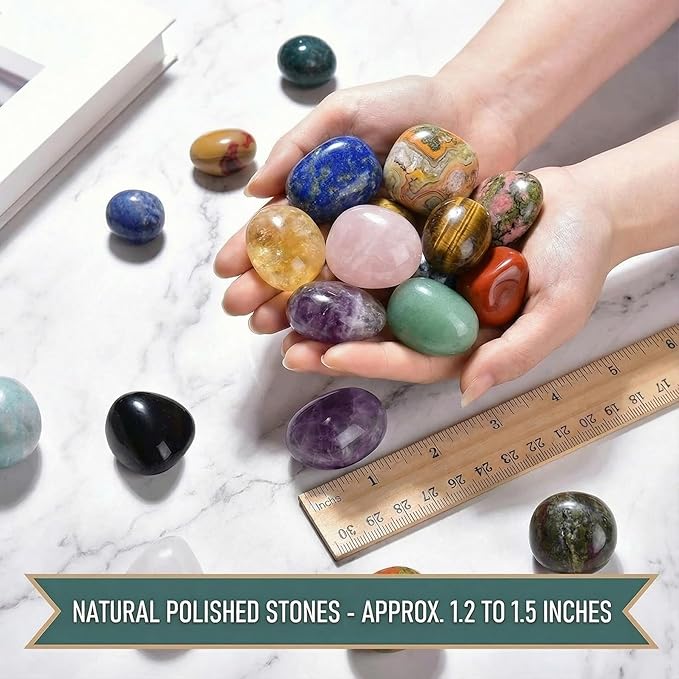 Polished Blue Spot Jasper Crystal Stones - 2 Pcs of 1.2" Worry Stone for Anxiety, Pocket Palm Stone Super Large Handpicked Natural Tumbled Gemstones for Meditation, Reiki, Chakra Healing, Home Decor