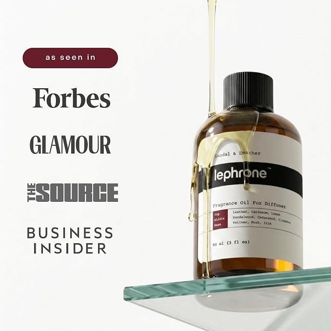 Essential Oil for Waterless Diffusers, Premium Aroma Oil for Home Scenting, Fragrance Oils for Cold Air and Ultrasonic, Pure, Hotel Luxury, Aromatherapy 3 fl oz (Sandal & Leather)