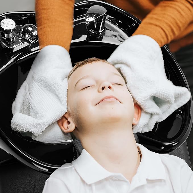 Winado Salon Shampoo Backwash Chair, Hair Wash Stations with Large Ceramic Bowl, Adjustable Shampoo Bowl Sink Chair for Barbershop Beauty Spa Massage Hairdressing Equipment
