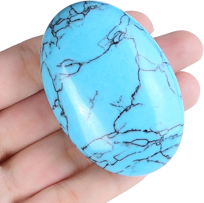 ZHIYUXI 2.4" Turquoise Crystal Stone Healing Crystals Gemstones and Crystals Gift Worry Stone Energy Balancing Therapy Polished Stones Palm Stone Room Decor Mediation 1PC
