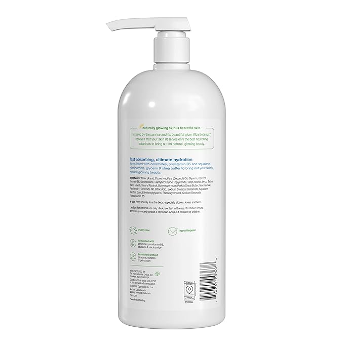 Alba Botanica Daily Moisturizing Body Lotion, Normal to Dry Skin, with Vitamin E and Shea Butter, 32 Oz (Packaging May Vary)