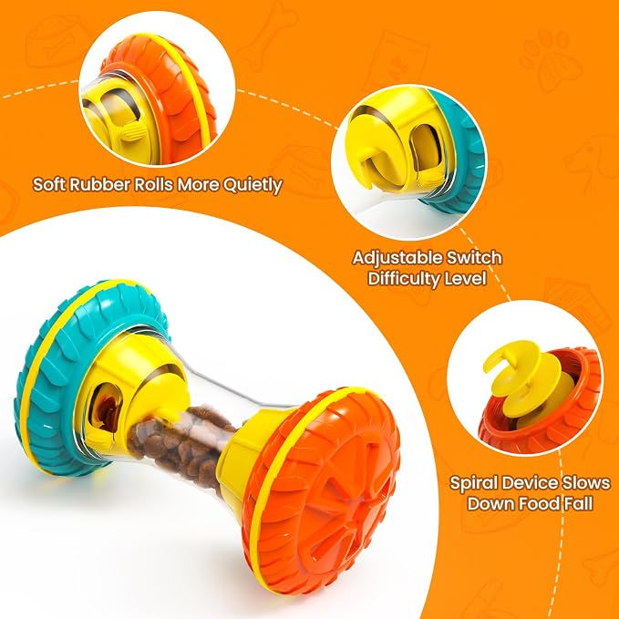 BoYoYo Interactive Dog Toys, Dog Puzzle Toys for Smart, Dog Enrichment Toy to Keep Them Busy, Treat Dispensing Toy Slow Puzzles Feeder, Yellow