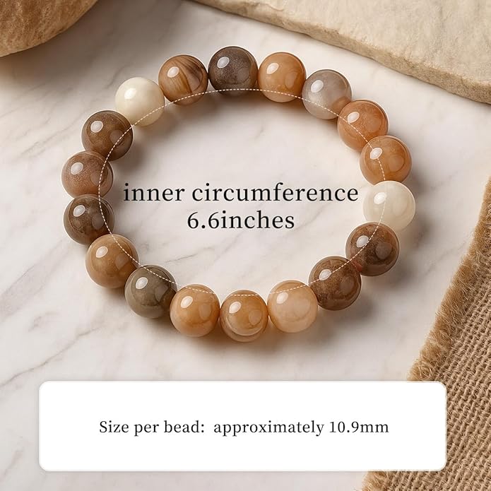 8mm Natural Gemstone Beaded Bracelet for Women, Dainty Round Crystal Stretch Bracelets, Spiritual Healing & Calming Stone Jewelry Gift
