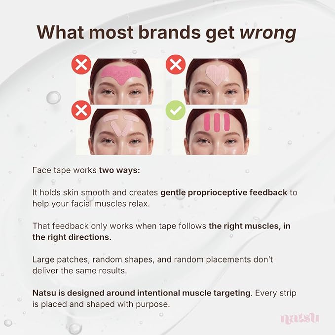 Overnight Anti Wrinkle Patches for Women - Japanese Face Tape for Forehead, Smile Lines - Pre-Cut Kinesiology Face Tape in 2 Sizes - Hypoallergenic, Skin Safe, Latex-Free (Original)